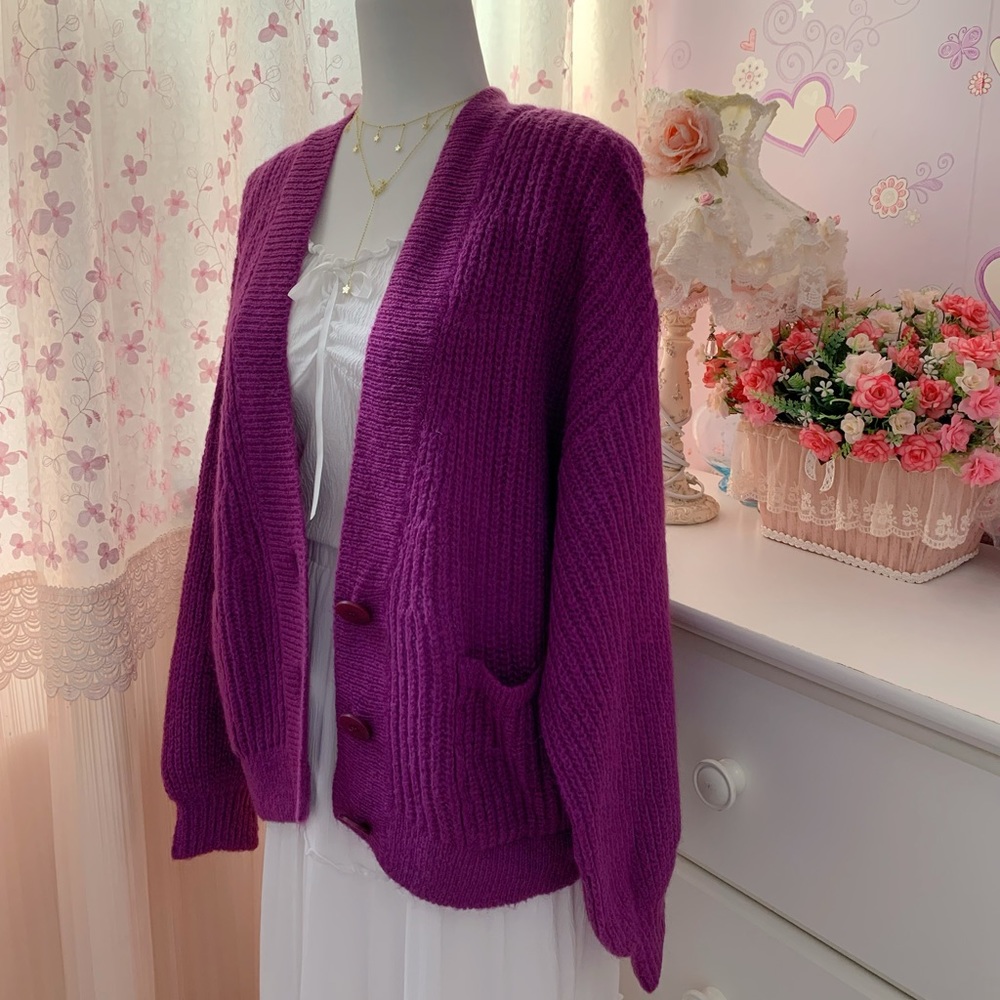 Essentiel Antwerp cardigan super soft hollyhock purple - Picture 3 of 5